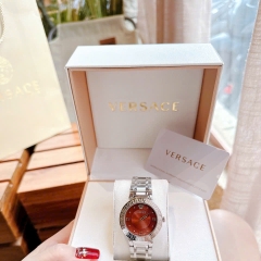 Versace Daphnis |Nữ Giới |Mặt Nâu Đỏ |Dây Kim Loại Silver |Máy Pin (Quartz) |Size 35mm