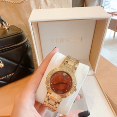 Versace Daphnis |Nữ Giới |Mặt Nâu Đỏ |Dây Kim Loại Vàng |Máy Pin (Quartz) |Size 35mm