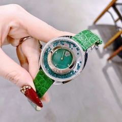 Versace Destiny |Nữ Giới |Đính Đá Xanh |Dây Da Xanh Lá |Máy Pin (Quartz) |Size 36mm