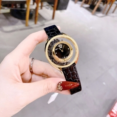 Versace Đính Đá Đen |Nữ Giới |Vàng Gold |Dây Da |Máy Pin (Quartz) |Size 36mm