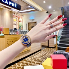Versace Đính Đá Xanh |Nữ Giới |Vàng Gold |Dây Da Xanh Dương |Máy Pin (Quartz) |Size 36mm