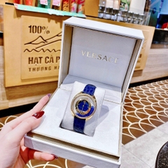 Versace Đính Đá Xanh |Nữ Giới |Vàng Gold |Dây Da Xanh Dương |Máy Pin (Quartz) |Size 36mm