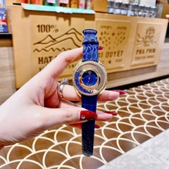 Versace Đính Đá Xanh |Nữ Giới |Vàng Gold |Dây Da Xanh Dương |Máy Pin (Quartz) |Size 36mm