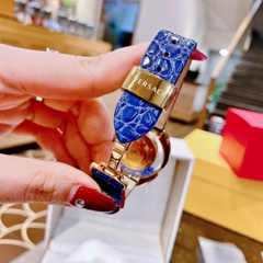 Versace Đính Đá Xanh |Nữ Giới |Vàng Gold |Dây Da Xanh Dương |Máy Pin (Quartz) |Size 36mm