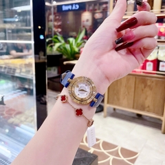 Versace Eon Mặt Trắng |Nữ Giới |Vàng Gold |Dây Da Xanh Dương |Máy Pin (Quartz) |Size 33mm