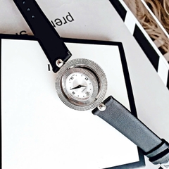 Versace Eon |Nữ Giới |Mặt Trắng Xoay |Silver |Dây Da Đen |Máy Pin (Quartz) |Size 33mm