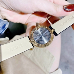 Versace Eon |Nữ Giới |Mặt Tròn Xoay |Vàng Gold |Dây Da Đen |Máy Pin (Quartz) |Size 33mm