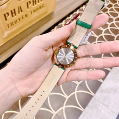 Versace Eon Mặt Xoay 360 Độ |Nữ Giới |Vàng Gold |Dây Da Xanh Lá |Máy Pin (Quartz) |Size 33mm