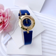 Versace Eon Mặt Xoay |Nữ Giới |Vàng Gold |Dây Da Xanh Dương |Máy Pin (Quartz) |Size 33mm