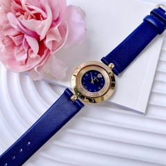 Versace Eon Mặt Xoay |Nữ Giới |Vàng Gold |Dây Da Xanh Dương |Máy Pin (Quartz) |Size 33mm