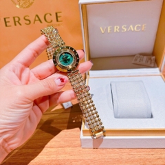 Versace Eon Pour Femmes |Nữ Giới |Xanh Lá |Dây Kim Loại Vàng Gold |Máy Pin (Quartz) |Size 33mm