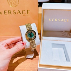 Versace Eon Pour Femmes |Nữ Giới |Xanh Lá |Dây Kim Loại Vàng Gold |Máy Pin (Quartz) |Size 33mm