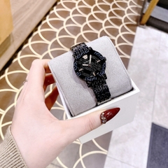 Versace Greca Glass Bracelet |Nữ Giới |Dây Kim Loại Full Đen |Máy Pin (Quartz) |Size 32mm