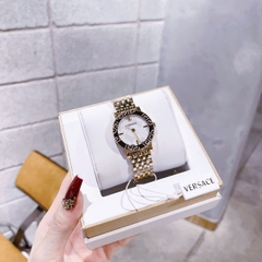 Versace Greca Glass Bracelet |Nữ Giới |Mặt Trắng |Dây Kim Loại Vàng Gold |Máy Pin (Quartz) |Size 32mm