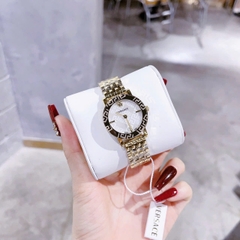 Versace Greca Glass Bracelet |Nữ Giới |Mặt Trắng |Dây Kim Loại Vàng Gold |Máy Pin (Quartz) |Size 32mm