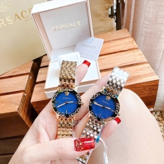 Versace Greca Glass Bracelet |Nữ Giới |Xanh Dương |Dây Kim Loại Demi Vàng |Máy Pin (Quartz) |Size 32mm