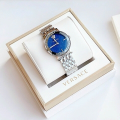 Versace Greca Glass Bracelet |Nữ Giới |Xanh Dương |Dây Kim Loại Silver |Máy Pin (Quartz) |Size 32mm