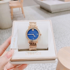 Versace Greca Glass Bracelet |Nữ Giới |Xanh Dương |Dây Kim Loại Vàng Gold |Máy Pin (Quartz) |Size 32mm