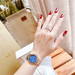 Versace Greca Glass Bracelet |Nữ Giới |Xanh Dương |Dây Kim Loại Vàng Gold |Máy Pin (Quartz) |Size 32mm