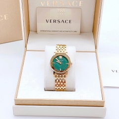 Versace Greca Glass Bracelet |Nữ Giới |Xanh Lá |Dây Kim Loại Vàng Gold |Máy Pin (Quartz) |Size 32mm