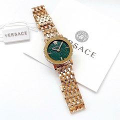 Versace Greca Glass Bracelet |Nữ Giới |Xanh Lá |Dây Kim Loại Vàng Gold |Máy Pin (Quartz) |Size 32mm