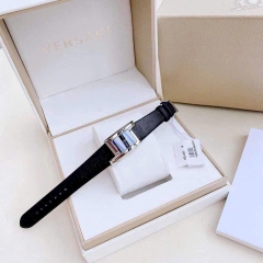 Versace Greca Icon |Nữ Giới |Mặt Chữ Nhật |Silver |Dây Da Đen |Máy Pin (Quartz) |Size 21x39mm