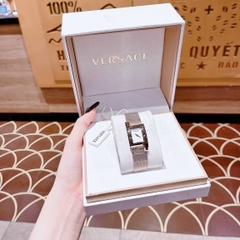 Versace Greca Icon |Nữ Giới |Mặt Chữ Nhật Trắng |Dây Lưới Rose Gold |Máy Pin (Quartz) |Size 21x39mm
