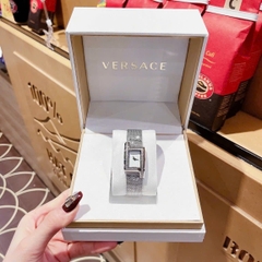 Versace Greca Icon |Nữ Giới |Mặt Chữ Nhật Trắng |Đính Đá |Dây Thép Lưới Silver |Máy Pin (Quartz) |Size 21x39mm