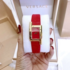 Versace Greca Icon |Nữ Giới |Mặt Chữ Nhật |Vàng Gold |Dây Da Đỏ |Máy Pin (Quartz) |Size 21x39mm