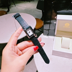 Versace Greca Icon |Nữ Giới |Mặt Chữ Nhật Trắng |Silver |Dây Da Đen |Máy Pin (Quartz) |Size 21x39mm
