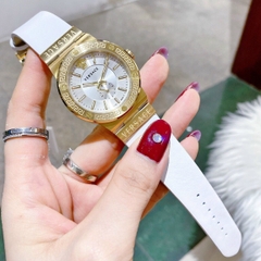 Versace Greca Logo |Nữ Giới |3 Kim |Vàng Gold |Dây Da Trắng |Máy Pin (Quartz) |Size 38mm