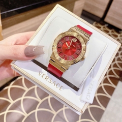 Versace Greca Logo |Nữ Giới |Mặt Tròn |Vàng Gold |Dây Da Đỏ |Máy Pin (Quartz) |Size 38mm