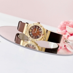 Versace Greca Logo |Nữ Giới |Mặt Tròn |Vàng Gold |Dây Da Nâu |Máy Pin (Quartz) |Size 38mm