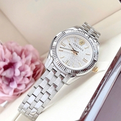 Versace Greca Time |Nữ Giới |Mặt Tròn Trắng |Dây Kim Loại Silver |Máy Pin (Quartz) |Size 35mm