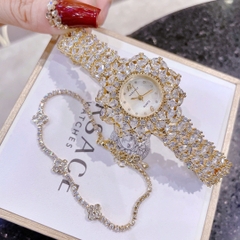 Versace Mặt Tựa Bông Hoa |Nữ Giới |Vàng Gold |Dây Đính Full Đá |Máy Pin (Quartz) |Size 33mm