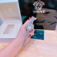 Versace Mặt Xà Cừ |Nữ Giới |Full Pha Lê |Dây Đính Đá Silver |Máy Pin (Quartz) |Size 32mm