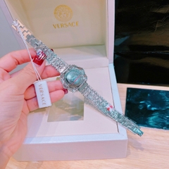 Versace Mặt Xà Cừ |Nữ Giới |Full Pha Lê |Dây Đính Đá Silver |Máy Pin (Quartz) |Size 32mm