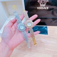Versace Mặt Xà Cừ |Nữ Giới |Full Pha Lê |Dây Đính Đá Silver |Máy Pin (Quartz) |Size 32mm