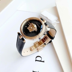 Versace Palazzo Empire |Nữ Giới |Vàng Gold |Dây Da Đen |Máy Pin (Quartz) |Size 34mm