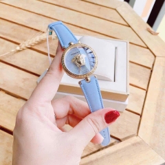 Versace Palazzo Empire |Nữ Giới |Vàng Gold |Dây Da Xanh Da Trời |Máy Pin (Quartz) |Size 34mm