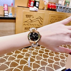 Versace Revive |Nữ Giới |Mặt Đen |Tráng Gương |Dây Da Màu Kem |Máy Pin (Quartz) |Size 35mm