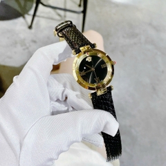 Versace Revive |Nữ Giới |Vàng Gold |Tráng Gương |Dây Da Đen |Máy Pin (Quartz) |Size 35mm