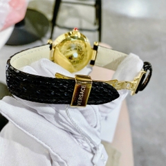 Versace Revive |Nữ Giới |Vàng Gold |Tráng Gương |Dây Da Đen |Máy Pin (Quartz) |Size 35mm