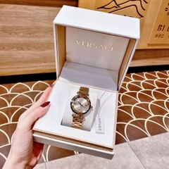 Versace Revive |Nữ Giới |Mặt Xám |Tráng Gương |Dây Kim Loại Vàng Gold |Máy Pin (Quartz) |Size 35mm
