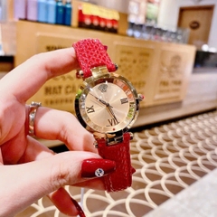 Versace Revive |Nữ Giới |Mặt Vàng Gold |Dây Da Đỏ |Máy Pin (Quartz) |Size 35mm
