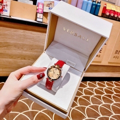 Versace Revive |Nữ Giới |Mặt Vàng Gold |Dây Da Đỏ |Máy Pin (Quartz) |Size 35mm