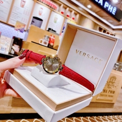 Versace Revive |Nữ Giới |Mặt Xám |Vàng Gold |Dây Da Đỏ |Máy Pin (Quartz) |Size 35mm
