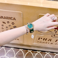 Versace Tribute |Nữ Giới |Vàng Gold |Dây Da Xanh Lá Đính Logo |Máy Pin (Quartz) |Size 35mm