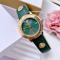 Versace Tribute |Nữ Giới |Vàng Gold |Dây Da Xanh Lá Đính Logo |Máy Pin (Quartz) |Size 35mm