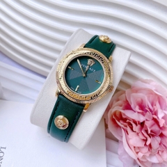 Versace Tribute |Nữ Giới |Vàng Gold |Dây Da Xanh Lá Đính Logo |Máy Pin (Quartz) |Size 35mm